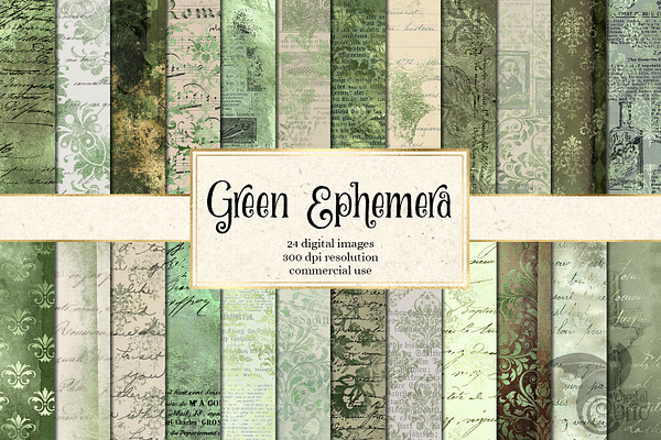 Green Ephemera Digital Paper