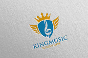 King Music Logo With Shield and Note