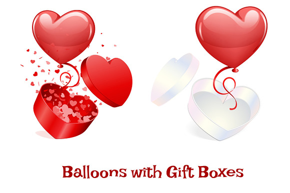 Valentine Heart Balloons Clip Art in Illustrations - product preview 4