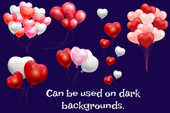 Valentine Heart Balloons Clip Art in Illustrations - product preview 5