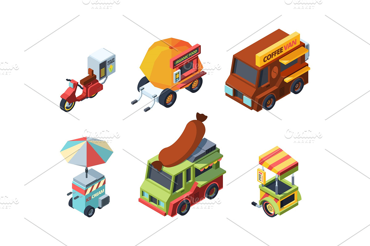 Food truck colorful isometric vector in Illustrations - product preview 8
