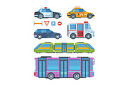 City transport colorful flat vector