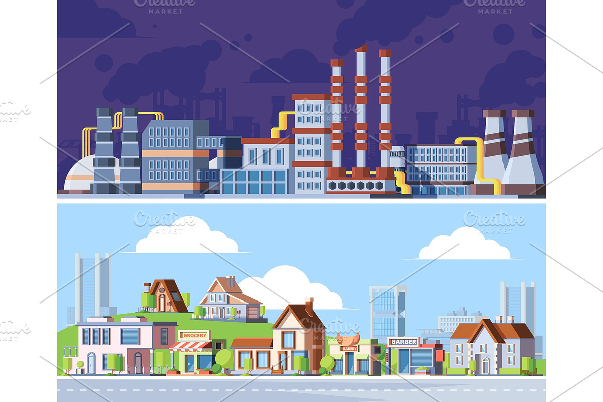 Polluted urban landscape colorful in Illustrations - product preview 8