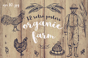 Retro "organic farm" posters