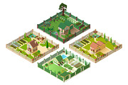 Set of house and garden isometric
