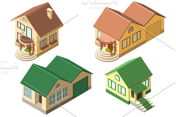 Set of house and garden isometric in Illustrations - product preview 5