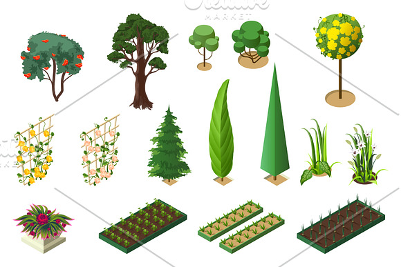 Set of house and garden isometric in Illustrations - product preview 7