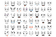Cartoon faces set. Angry, laughing