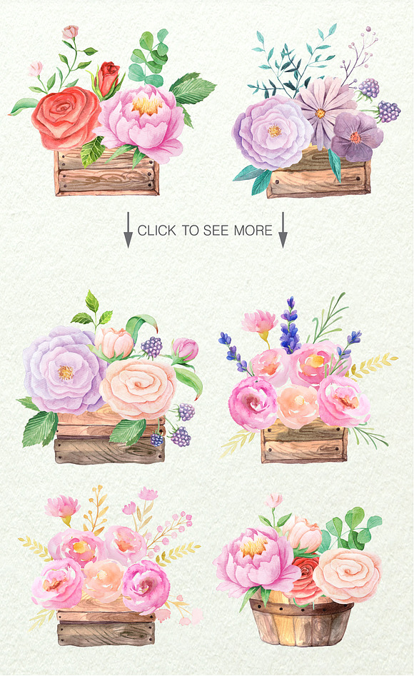 Watercolor Floral Box in Illustrations - product preview 1