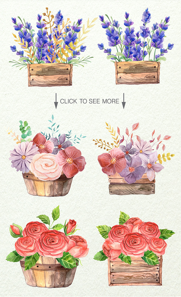 Watercolor Floral Box in Illustrations - product preview 2