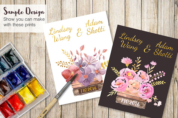 Watercolor Floral Box in Illustrations - product preview 4