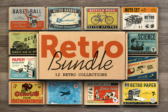 Retro Bundle in Illustrations - product preview 12