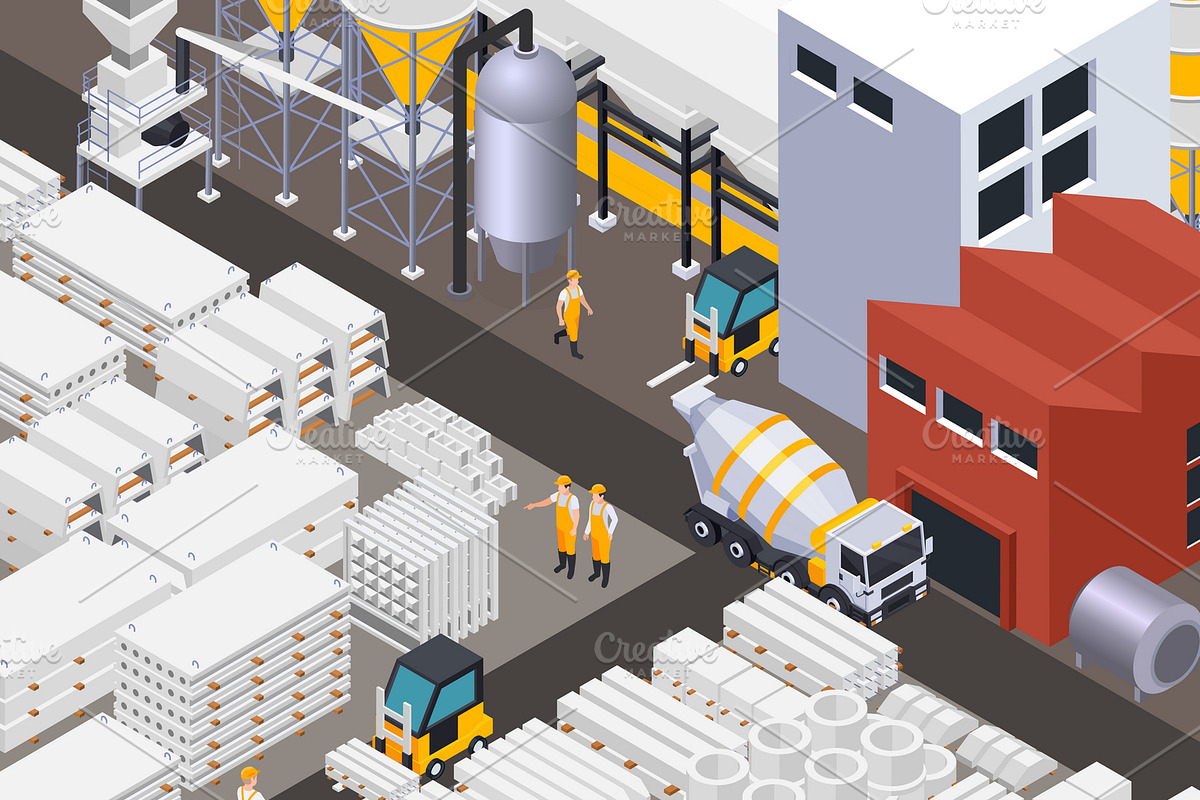 Concrete cement production image in Illustrations - product preview 8