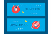 Summer Pool People in Lifebuoy