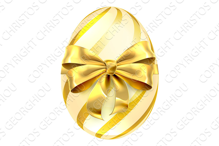 Easter Egg Gold Bow Ribbon Design in Illustrations - product preview 8