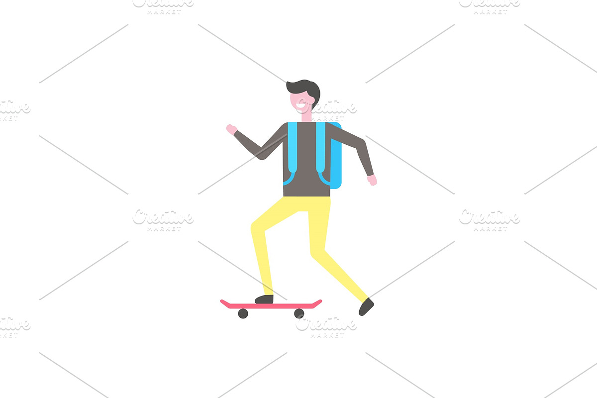 Student Skate on Skateboard, Narrow in Illustrations - product preview 8