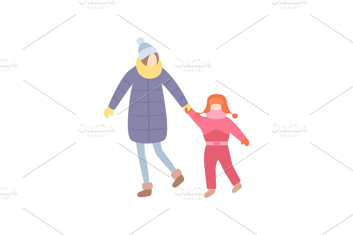 Mother with Kid Holding Hand of in Illustrations - product preview 8