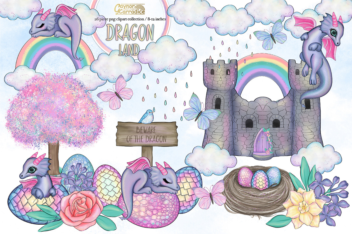 Dragon Land - Easter Clipart in Illustrations - product preview 8