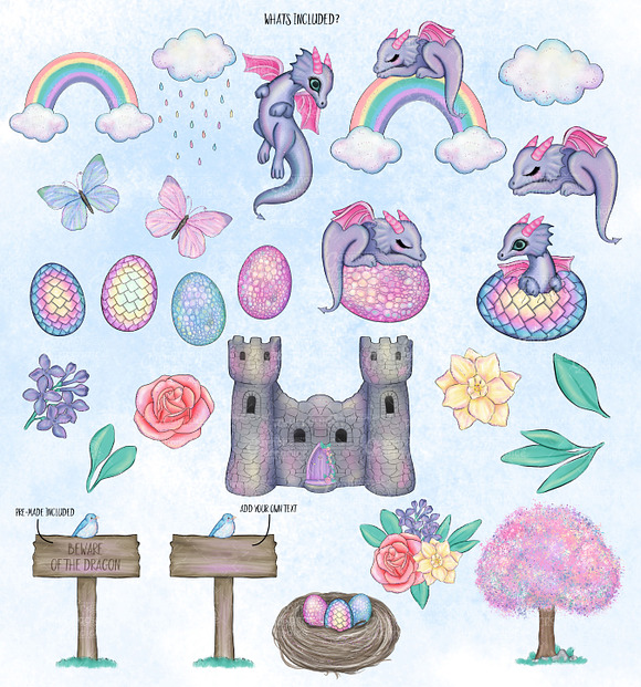Dragon Land - Easter Clipart in Illustrations - product preview 1