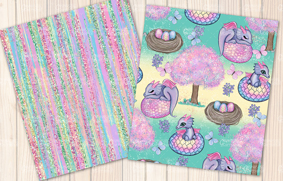Dragon Land - Easter Seamless Papers in Patterns - product preview 6