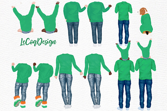 St Patricks Day Clipart,Irish Family in Illustrations - product preview 1