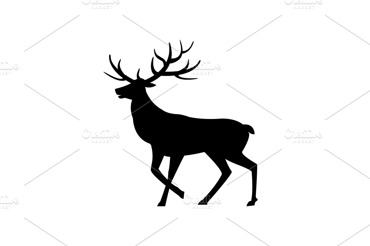 Deer Animal with Horns Isolated Icon in Illustrations - product preview 8