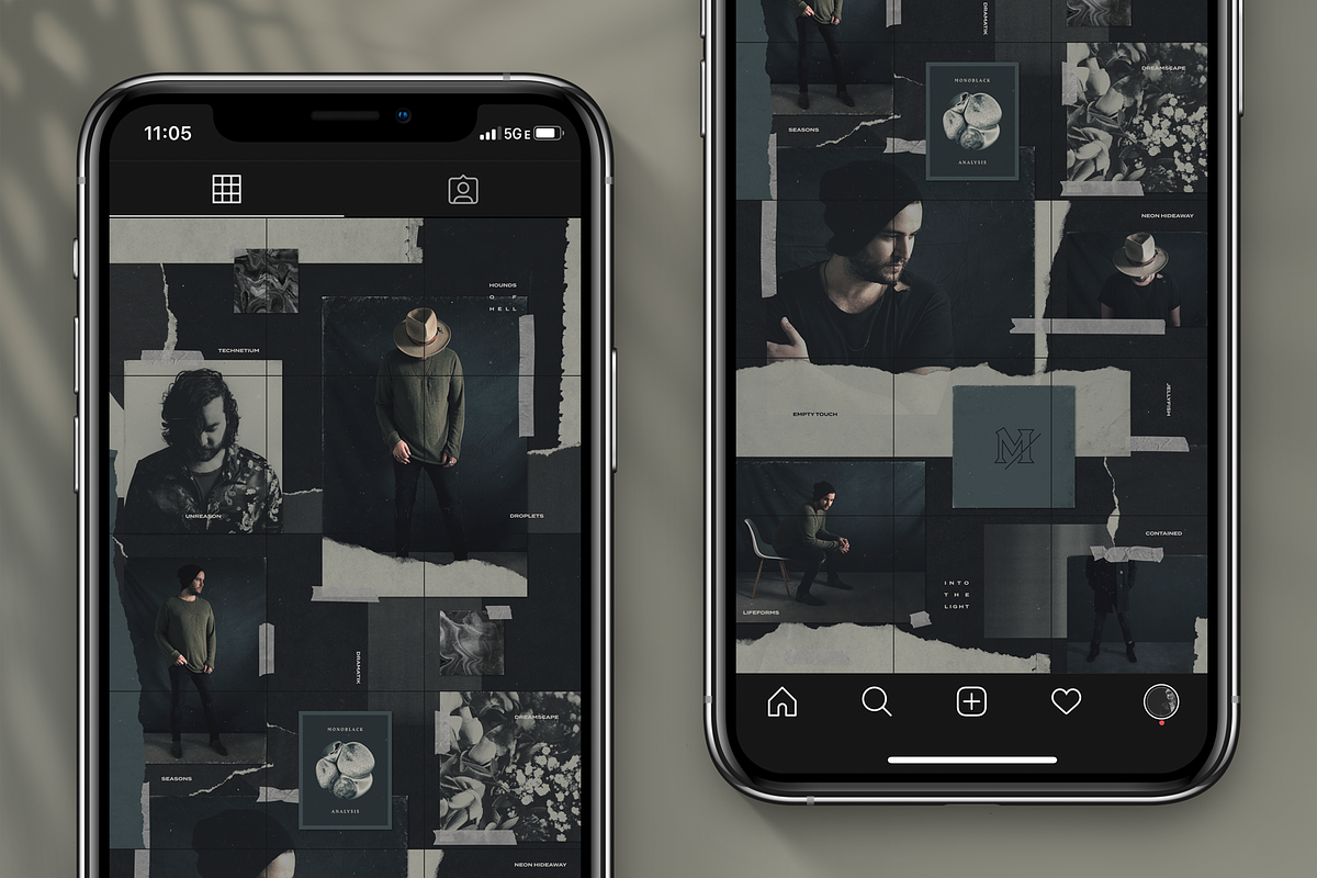 Seamless Dark Theme Instagram Puzzle in Instagram Templates - product preview 8