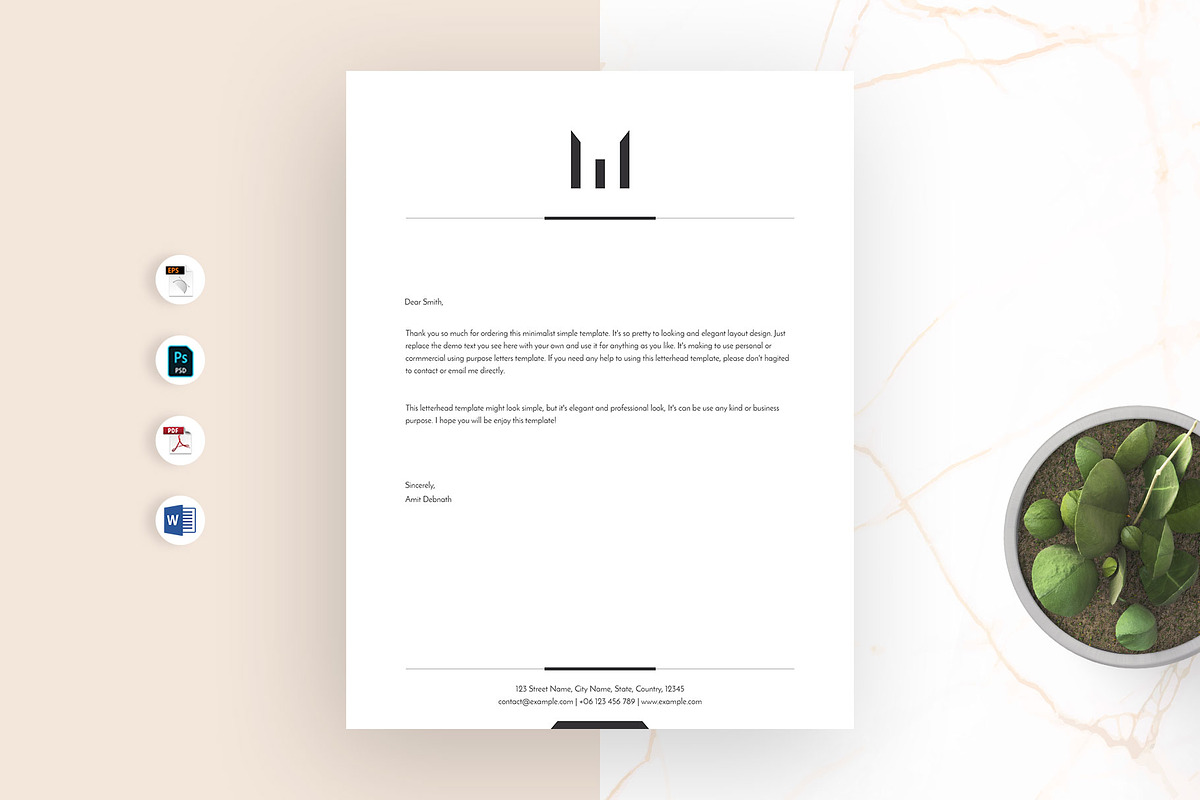 Minimal Letterhead Design in Stationery Templates - product preview 8