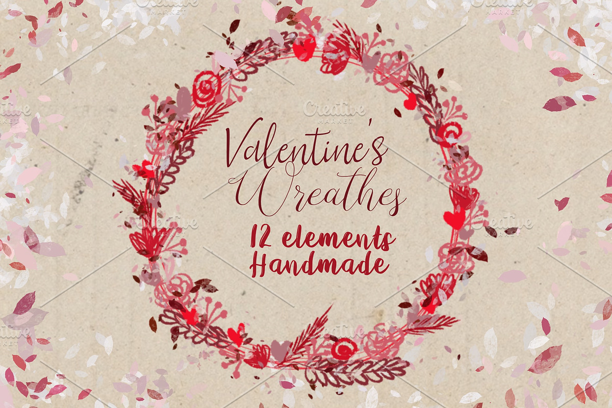 Valentine’s Day wreath set! in Illustrations - product preview 8