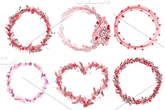 Valentine’s Day wreath set! in Illustrations - product preview 1