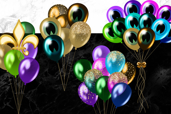 Peacock Balloons Clipart in Illustrations - product preview 1