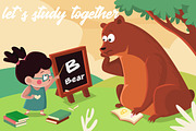study together - Vector Illustration