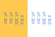 vector rabbit line art logo set
