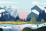 vector landscape with mountains and