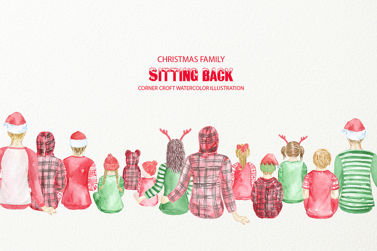 Christmas Family Sitting Back in Illustrations - product preview 8