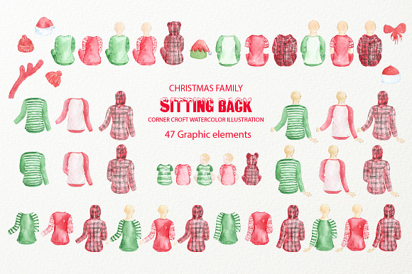 Christmas Family Sitting Back in Illustrations - product preview 1