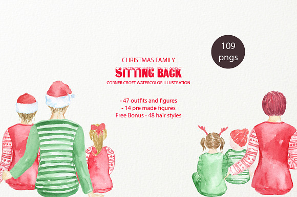 Christmas Family Sitting Back in Illustrations - product preview 2