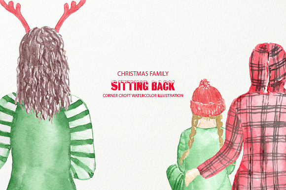 Christmas Family Sitting Back in Illustrations - product preview 7