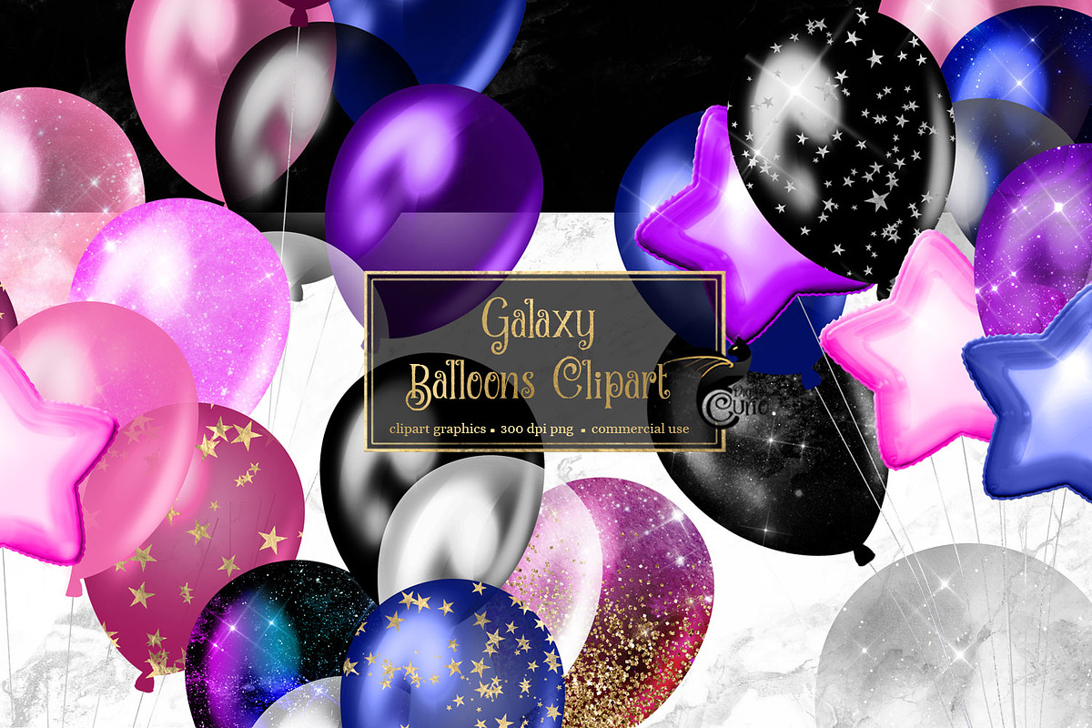Galaxy Balloons Clipart in Illustrations - product preview 8