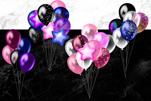 Galaxy Balloons Clipart in Illustrations - product preview 1