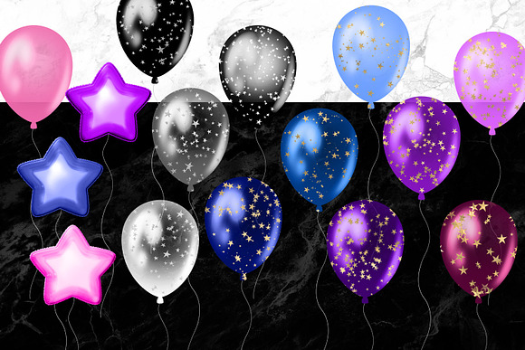 Galaxy Balloons Clipart in Illustrations - product preview 3