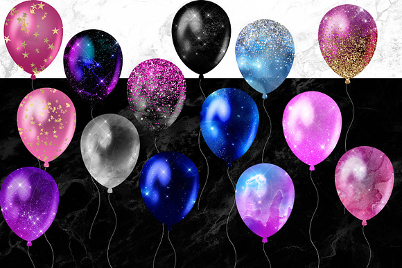 Galaxy Balloons Clipart in Illustrations - product preview 5