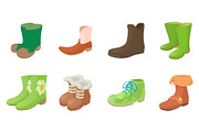 Boots icon set, cartoon style
