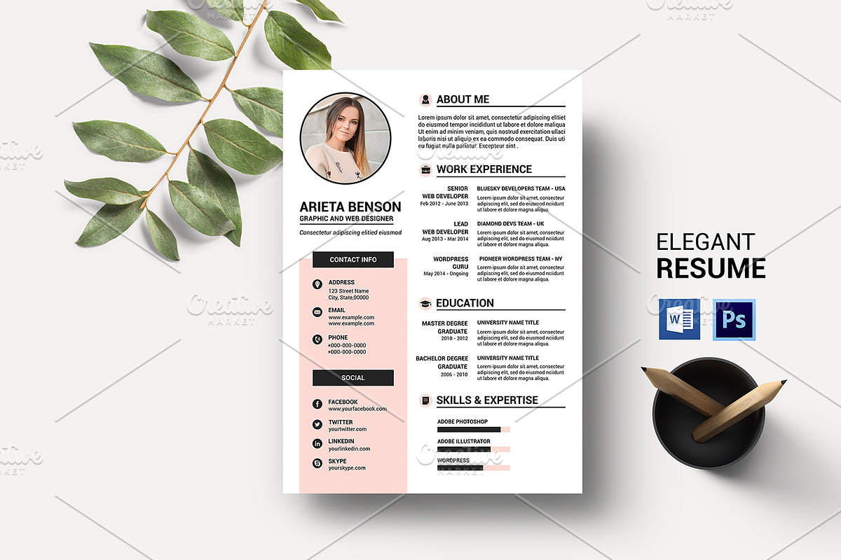 Clean & Minimal Resume / Cv V53 in Resume Templates - product preview 8