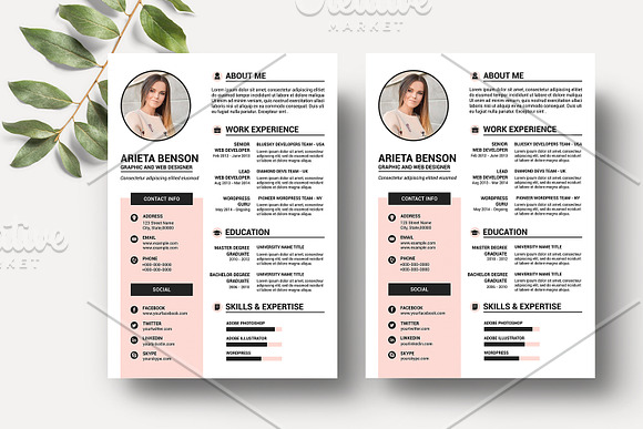 Clean & Minimal Resume / Cv V53 in Resume Templates - product preview 1