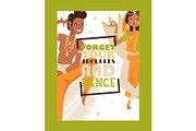 Indian dancers on typographic poster