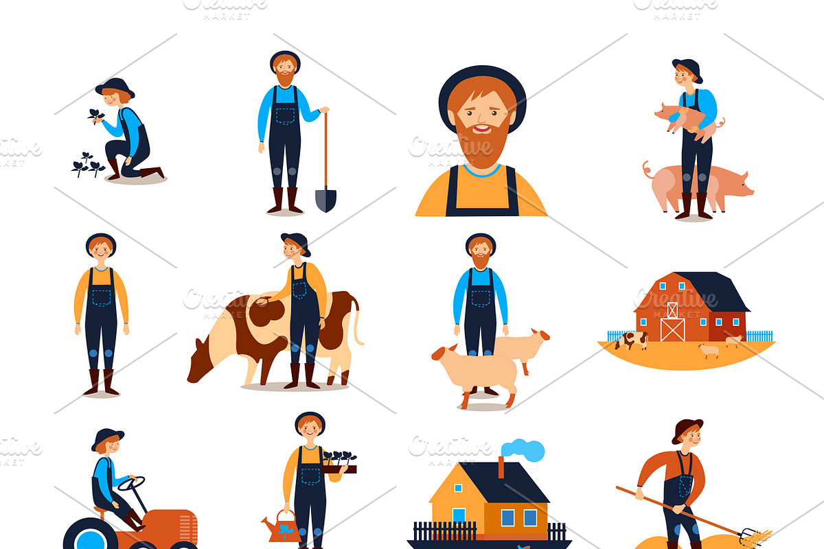 Farmers flat icons collection in Icons - product preview 8