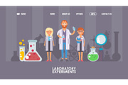 Man and woman scientists cartoon