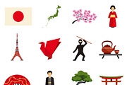 Japanese culture flat icons