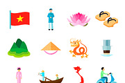Vietnam tourism icons set